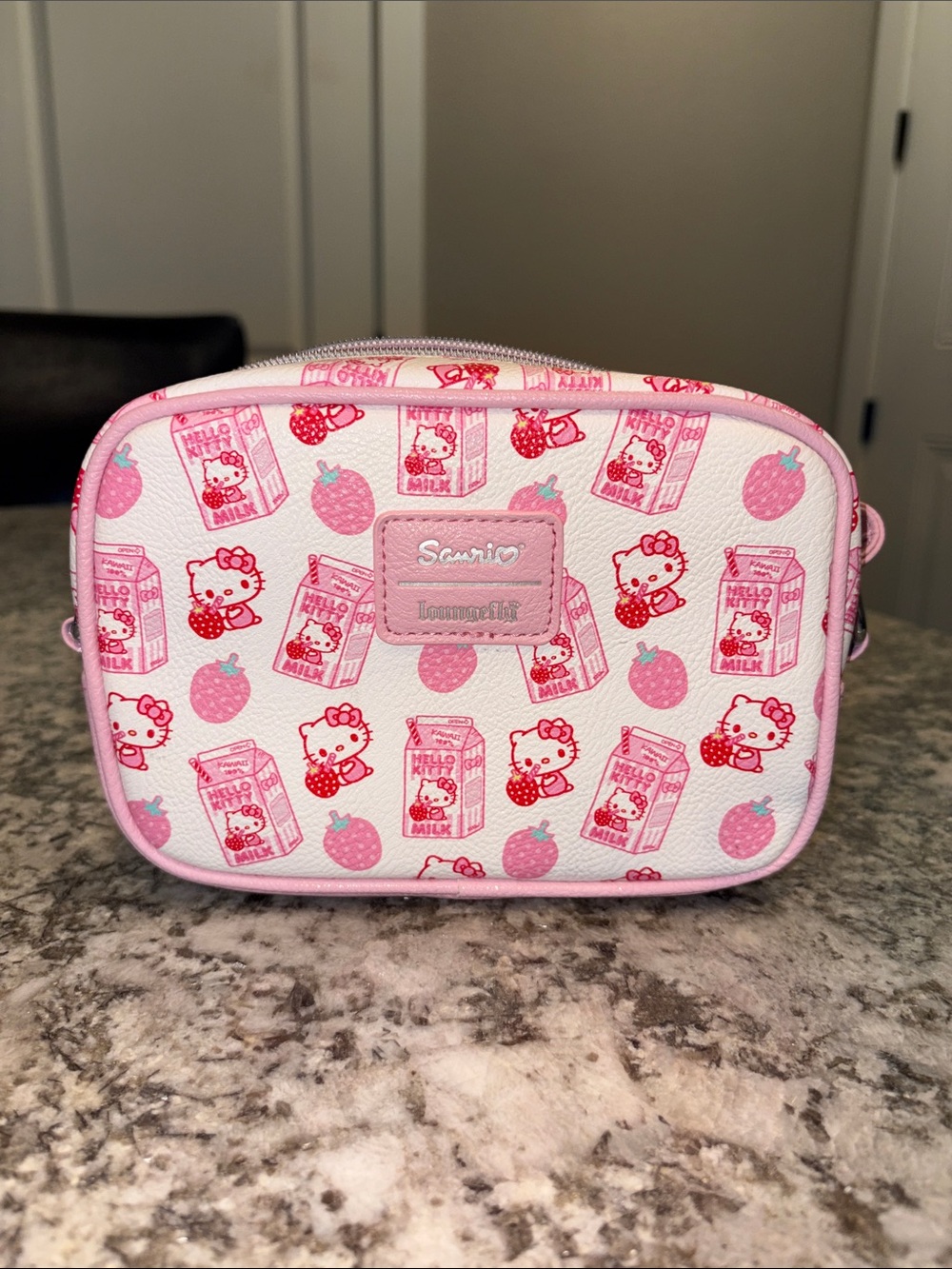 Loungefly Pink Hello Kitty Strawberry Milk Crossbody Bag